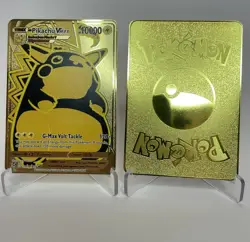 Pikachu VMAX Pokemon Metall Karte Gold Deko Kinder Gift Geburtstag Geschenk - Image 1