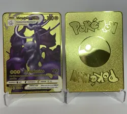Mewtwo VMAX Pokemon Metall Karte Gold Deko Kinder Gift Geburtstag Geschenk - Image 1