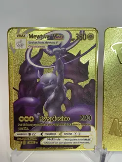 Mewtwo VMAX Pokemon Metall Karte Gold Deko Kinder Gift Geburtstag Geschenk - Image 2