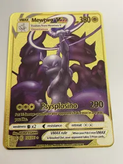 Mewtwo VMAX Pokemon Metall Karte Gold Deko Kinder Gift Geburtstag Geschenk - Image 3