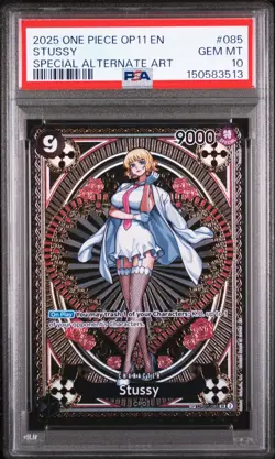 2025 ONE PIECE A FIST OF DIVINE SPEED OP07-085 STUSSY SP PSA 10 - Image 1