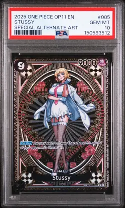 2025 ONE PIECE A FIST OF DIVINE SPEED OP07-085 STUSSY SP PSA 10 - Image 1