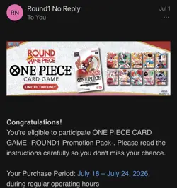 One Piece x Round 1 Promo Pack Presale - SET OF 10 PACKS One Piece Trading Cards - Image 2