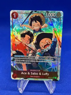One Piece Carrying On His Will Ace & Sabo & Luffy OP13-007 Alternate Alt Art NM - Image 1