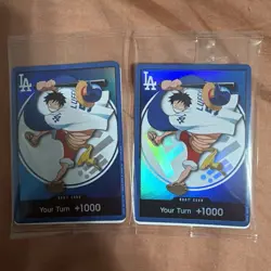 Dodgers Bandai Namco One Piece Card Game Monkey D. Luffy DON!! Foil+Reg x2 - Image 1