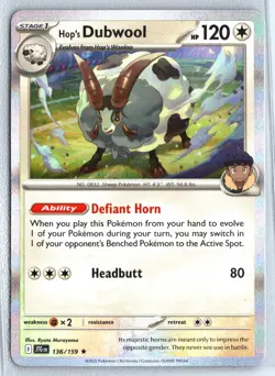 Hop's Dubwool 136/159 Pokemon Scarlet & Violet Journey Together Holo Rare - Image 1