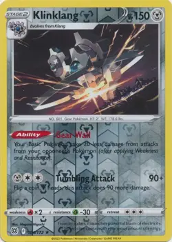 Reverse Holo Klinklang 104/172 Rare Brilliant Stars Pokemon Lightly Played - Image 1