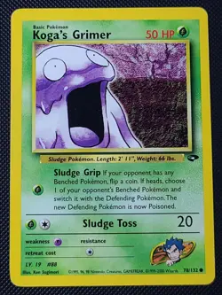 Koga's Grimer 78/132 Common Gym Challenge Pokemon Unlimited Lightly Played - Image 1