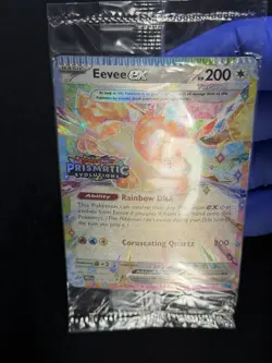 Pokemon Eevee EX #075 Prismatic Evolution Promo Sealed CRIMP ERROR! - Image 5