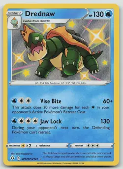 Pokemon Drednaw SV029/SV122 Shining Fates Shiny Vault Shiny Rare Holo NM - Image 1