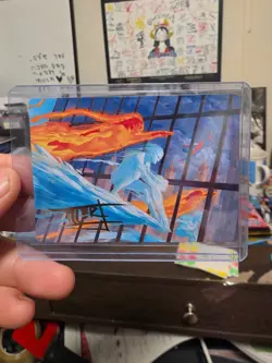 Iceman and Firestar Art Card Gold Stamped Signature Marvel Super MTG - Image 1