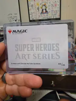 Iceman and Firestar Art Card Gold Stamped Signature Marvel Super MTG - Image 2