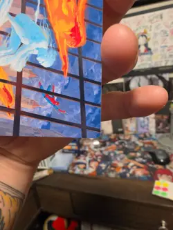 Iceman and Firestar Art Card Gold Stamped Signature Marvel Super MTG - Image 5