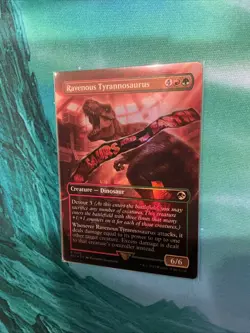 MTG Ravenous Tyrannosaurus Jurassic World Borderless Foil Card NM Condition - Image 2