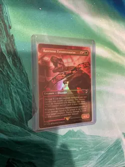 MTG Ravenous Tyrannosaurus Jurassic World Borderless Foil Card NM Condition - Image 5