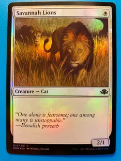 MTG 1x FOIL Savannah Lions 24 Dominaria Remastered Pauper Magic Gathering x1 NM - Image 1