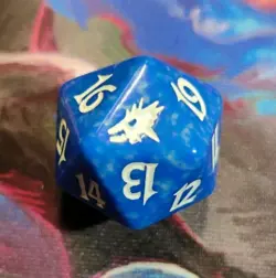 Scourge Spindown Life Counter D20 Dice MTG Magic: the Gathering Blue Speckled - Image 1