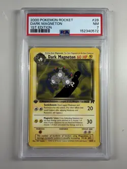 Pokemon TCG Dark Magneton Team Rocket 28/82 First Edition PSA 7 - Image 1