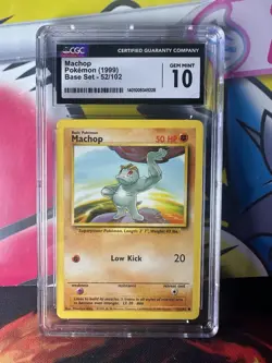 Pokemon Machop 1999 Base Set 52/102 CGC Gem Mint 10 Trading Card Nintendo - Image 1