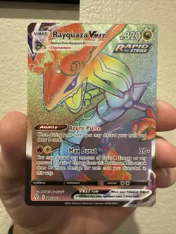 Pokemon TCG Evolving Skies Rayquaza VMAX Rainbow Secret Rare Card 217/203 Mint! - Image 1