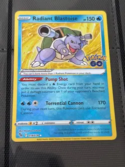 Pokemon Card Radiant Blastoise 018/078 Pokemon Go Rare Near Mint - Image 1