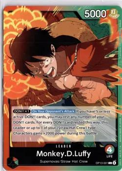 Monkey D Luffy OP13-001 Leader One Piece Trading Card TCG - Image 1