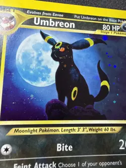 Umbreon Neo Discovery 13/75 Holo Pokemon Card AMAZING EYE/FACE SWIRL SKULLBREON - Image 2
