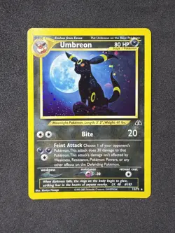 Umbreon Neo Discovery 13/75 Holo Pokemon Card AMAZING EYE/FACE SWIRL SKULLBREON - Image 4