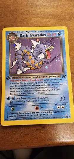 Pokemon TCG Dark Gyarados Swirl Holo Card 8/82 First Edition - Image 1