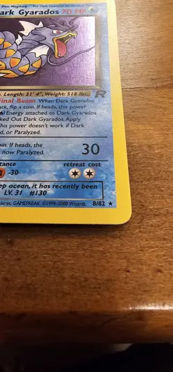 Pokemon TCG Dark Gyarados Swirl Holo Card 8/82 First Edition - Image 3
