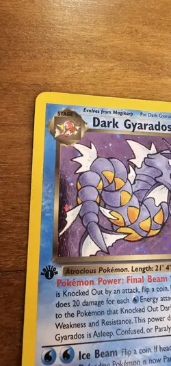 Pokemon TCG Dark Gyarados Swirl Holo Card 8/82 First Edition - Image 5