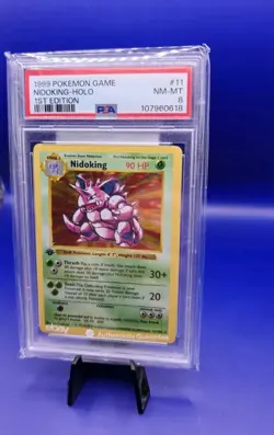 Nidoking 11/102 1st Edition Shadowless Base Set Pokemon Card WOTC TCG 1999 PSA 8 - Image 2