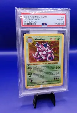 Nidoking 11/102 1st Edition Shadowless Base Set Pokemon Card WOTC TCG 1999 PSA 8 - Image 3