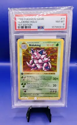 Nidoking 11/102 1st Edition Shadowless Base Set Pokemon Card WOTC TCG 1999 PSA 8 - Image 4