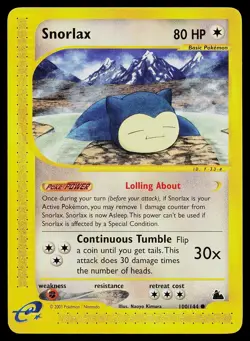 Pokemon Card - Snorlax Skyridge 100/144 Common - Image 1