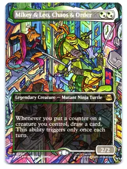 Mikey & Leo, Chaos & Order (Borderless) 0200 TMNT Magic: The Gathering NM - Image 1