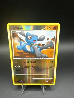 Pokemon TCG Riolu Card 91/127 Common Reverse Holo Platinum - Image 1