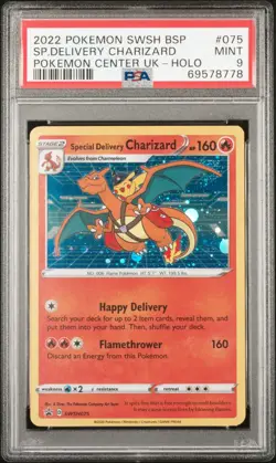 2022 POKEMON SWSH BLACK STAR PROMO #075 SPECIAL DELIVERY CHARIZARD-HOLO PSA 9 - Image 1