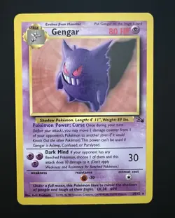 1999 Pokemon Vintage Fossil Gengar 20/62 Rare Regular Unlimited LP-MP - Image 1