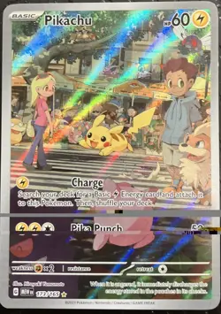 Pokemon TCG PIKACHU 173/165 SV 151 Rare Holo Full Art Illustration 2023 - Image 4