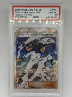 Pokemon Aether Foundation Employee SV81/SV94 Hidden Fates Full Art Holo PSA 10 - Image 1