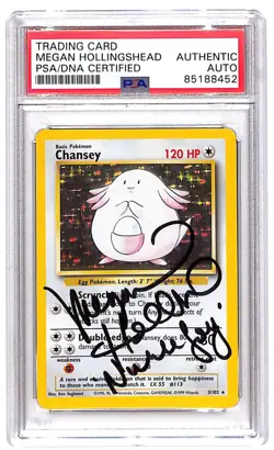 PSA Signed Megan Hollingshead Pokemon TCG Chansey 003/102 Base Set Holo Rare - Image 1