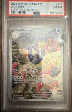 2024 Pokemon Wugtrio 224/091 SV: Paldean Fates Holo PSA 8 - Image 1