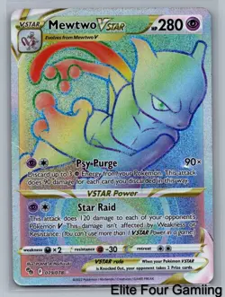 Mewtwo VSTAR 079/078 Rainbow Rare Pokemon GO Pokemon Holo Heavily Played - Image 1