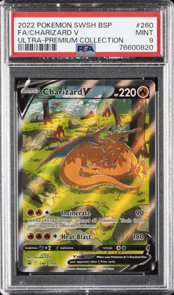 2022 POKEMON SWSH BLACK STAR PROMO #260 FULL ART/CHARIZARD V PSA 9 - Image 1