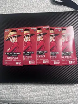 One Piece OP-13 Carrying on His Will Sleeved Blister Booster Packs New LOT OF 5 - Image 1