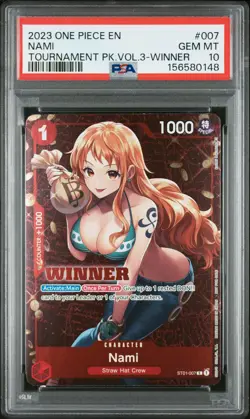 2023 ONE PIECE PROMOS TOURNAMENT PACK VOL.3-WINNER #007 NAMI PSA 10 - Image 1