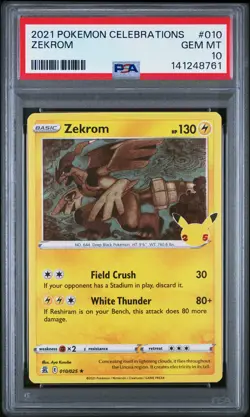 2021 POKEMON CELEBRATIONS #010 ZEKROM PSA 10 - Image 1