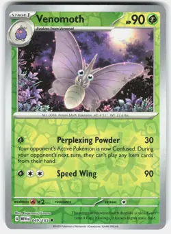 Venomoth 049/165 Uncommon 151 Pokemon Reverse Holo Near Mint - Image 1