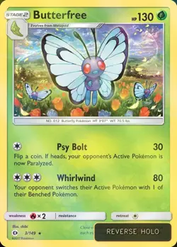 Butterfree Reverse Holo Sun & Moon #3 Pokemon TCG - Image 1